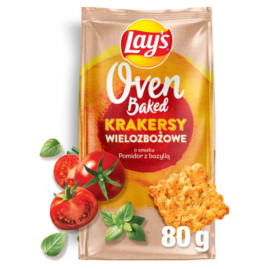 LAY'S Oven Baked Krakersy wielozbożowe o smaku pomidora z bazylią
