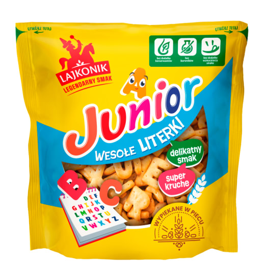 LAJKONIK Junior Wesołe Literki Krakersy solone