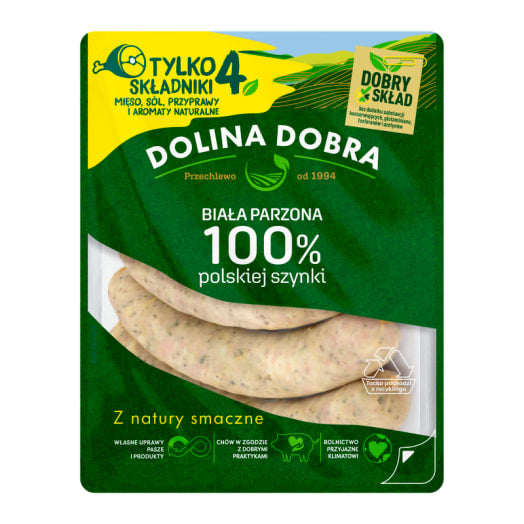 DOLINA DOBRA Kiełbasa biała parzona 100% Polskiego Mięsa