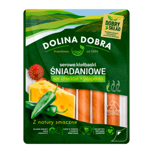 DOLINA DOBRA Serowe kiełbaski śniadaniowe ser cheddar+jalapeno