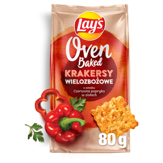 LAY'S Oven Baked Krakersy wielozbożowe o smaku czerwonej papryki w ziołach
