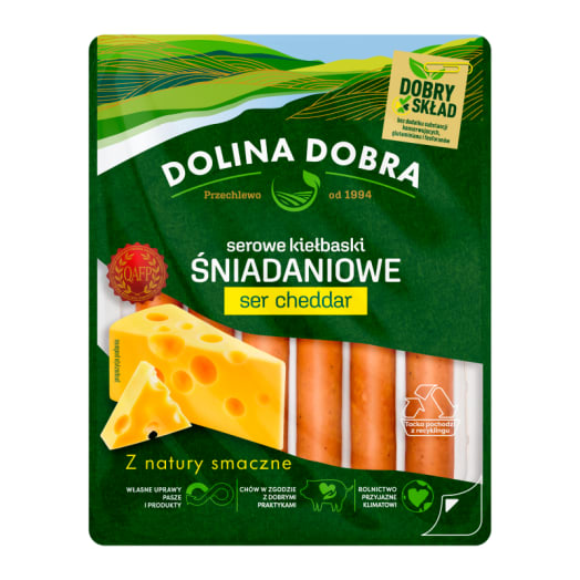 DOLINA DOBRA Serowe kiełbaski śniadaniowe ser cheddar