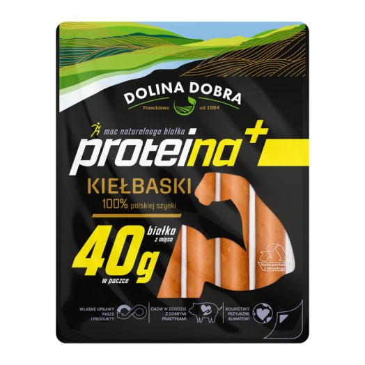 DOLINA DOBRA Kiełbaski proteina + 100% polskiej szynki