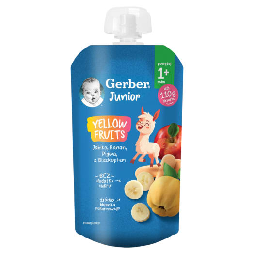 GERBER JUNIOR Deserek jabłko banan pigwa z biszkoptem powyżej 1+ roku
