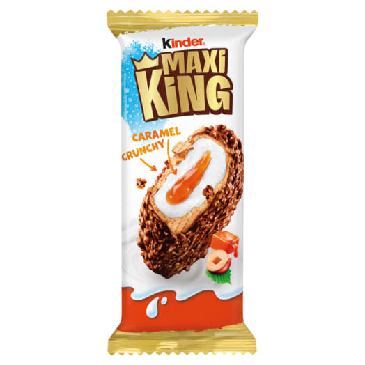 KINDER Maxi King Wafel z mlecznym i karmelowym nadzieniem pokryty czekoladą i orzechami
