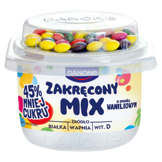DANONE Zakręcony mix Jogurt waniliowy z drażami